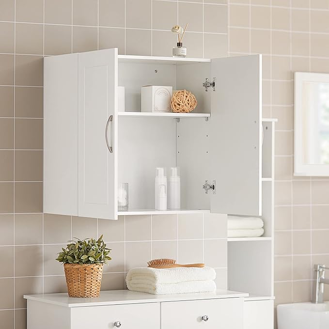 Haotian Wall Cabinet Laundry Room, Medicine Cabinet for Bathroom Kitchen Garage, Wall Storage Cabinet with Adjustable Shelf, White FRG231-W