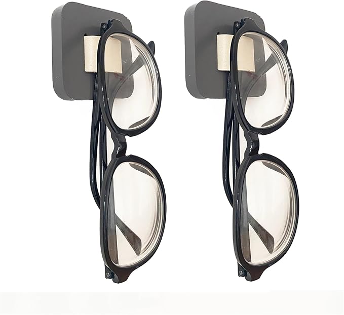 Sunglasses Organizer Wood Sunglasses Storage Wall Mounted Eyeglasses Holder Eyewear Display,Home Decor, (2pcs-Grey-Short-Sunglass Holder)
