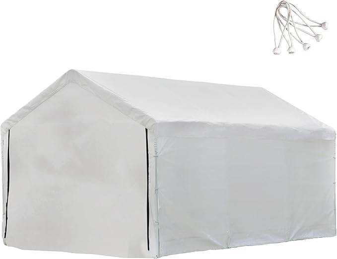 10x20 ft Carport Replacement Canopy Cover with Enclosure Kit - Heavy-Duty Waterproof Tarp with UV Protection, Easy Install Canopy Shelter Top with Sidewalls (Frame NOT Included)