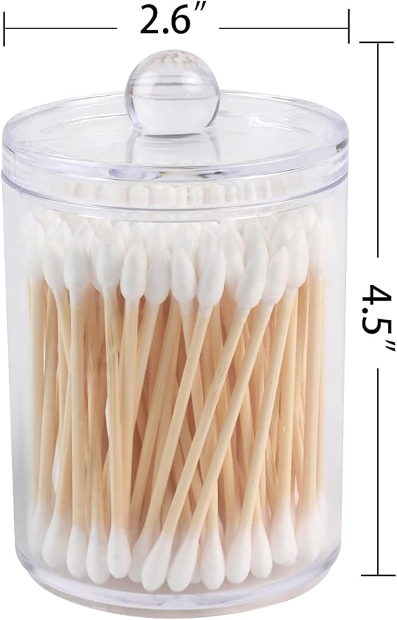 3 Pack Plastic Cotton Swab Ball Pad Holder,Acrylic Qtip Holder,Bathroom Canisters Apothecary Jar Set, 10 oz