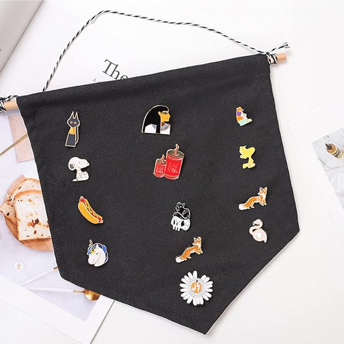 3pcs Cotton Canvas Wall-Mounted Brooch,Wall Hanging Jewelry Display Storage Set for Pin and Brooch Collections(C)