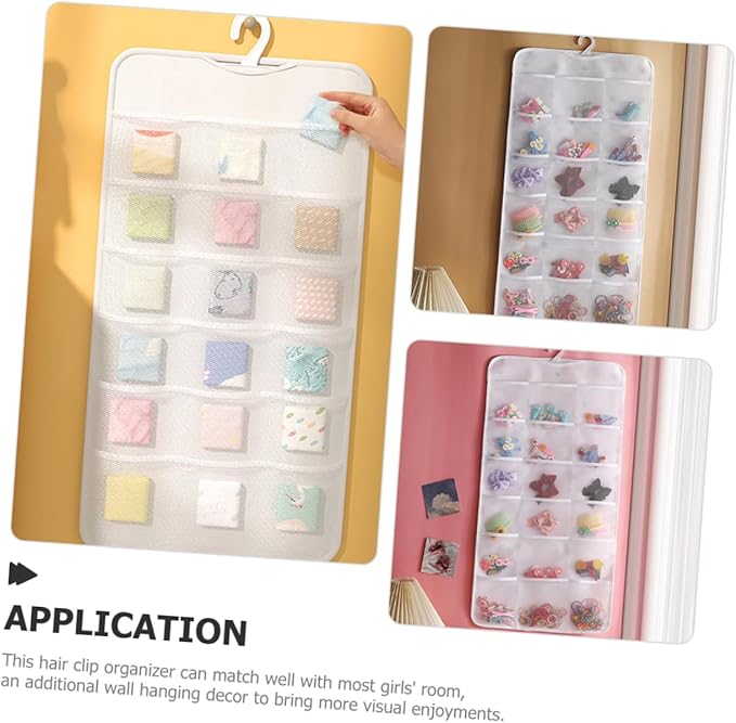 Wall Hanging Hair Accessory Organizer Decorative Storage Bag for Boy Girl Hair Bows Clips Jewelry Nonwoven Mesh Design for Easy Wall Display Birthdays Special Occasions