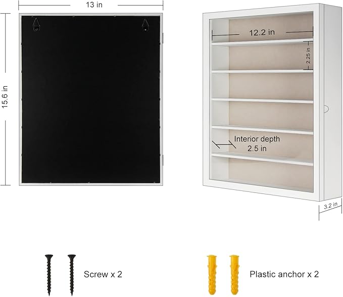 TJ.MOREE Sunglasses Organizer Storage Wall Mounted: 13 x 15.6 inches Eyewear Display Case Rustic Wood Eyeglasses Holder Large Glasses Storage Box,White