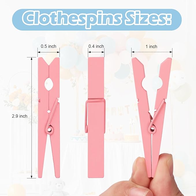 Colored Clothes pins 12 Color, Colorful ClothesPins Wooden Clips for Photos Pictures Decorative Crafts, Decoration clothespins Clothing Hanging clothespins 2.9inch 50PCS (Rainbow Colors)