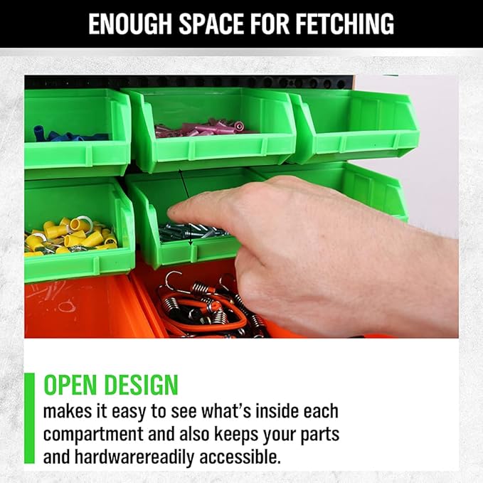 30-Bin Wall-Mounted Storage Bins, Heavy-Duty Garage Tool Organizer for Screws, Nuts, Bolts, Nails, Small Hardware Parts - Easy Installation and Customizable