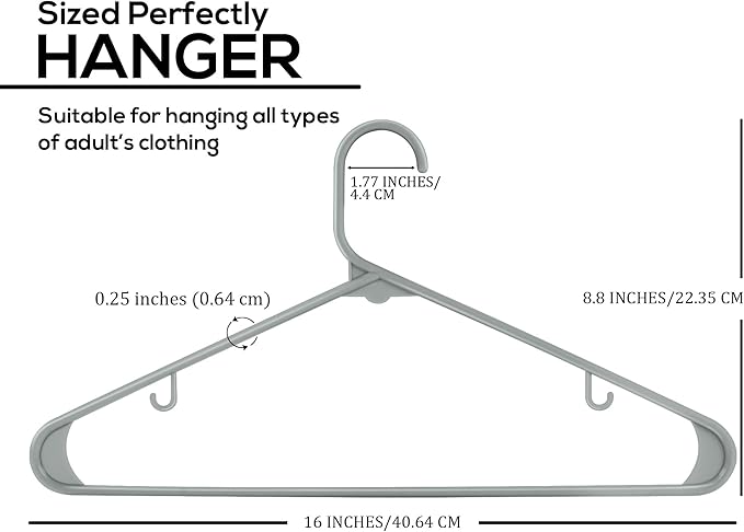 Utopia Home Plastic Hangers 30 Pack - Clothes Hanger with Hooks - Durable & Space Saving (Grey)