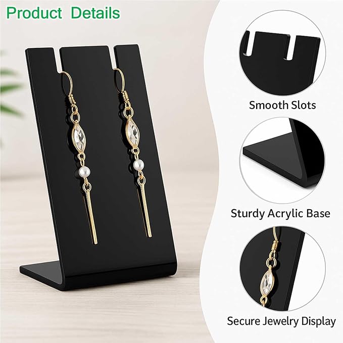 15Packs L-Shape Acrylic Earring Holders Black White Clear Jewelry Display Earring Display Stands Necklace Display Racks Organizers for Earrings Necklace Jewelry