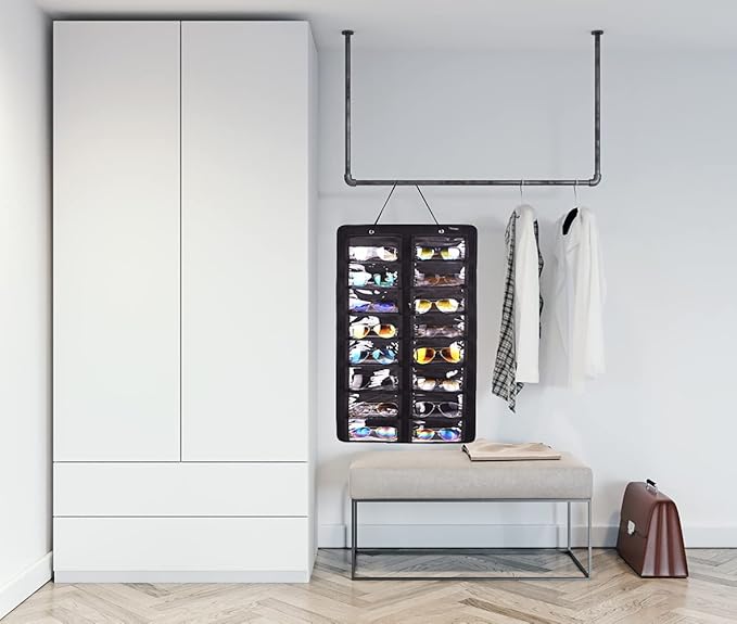 Sunglasses Dust-Proof Organizer Storage Wall Mounted Hanging Sunglasses Organizer 16 Slots Glasses Storage Organizer Holder