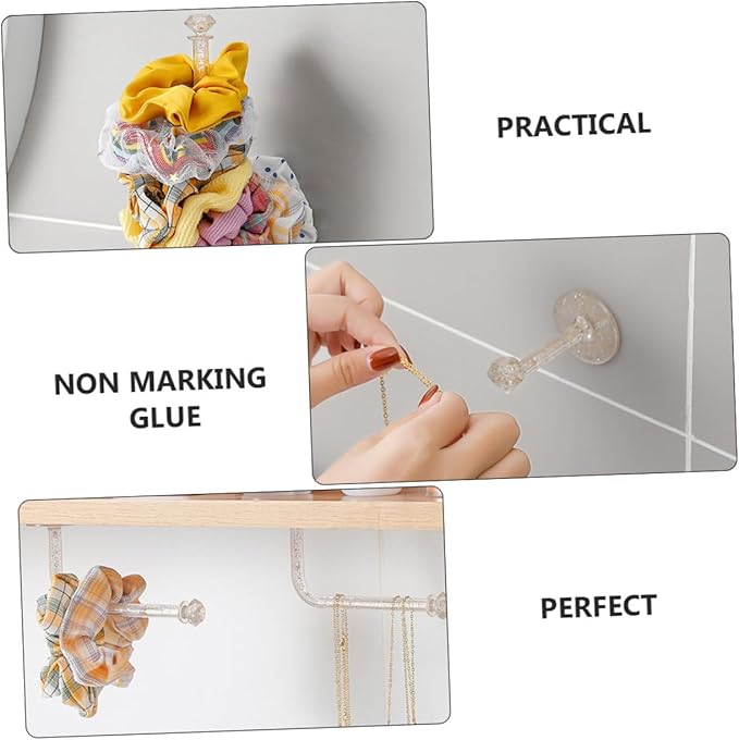 PRETYZOOM 12pcs Decorative Wall Headdress Hanger Hair Accessories Organizer Rack for Easy Storage and Display of Headbands Hair Ties and Jewelry Punch Design for Home Use