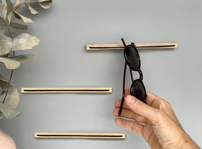 3PCS Wooden Sunglass Holder for Wall - Eyeglass Holder for Home, Wall-Mounted Sunglass Rack Stand - Keep your Reading Glasses, and Sunnies Organized and within Reach
