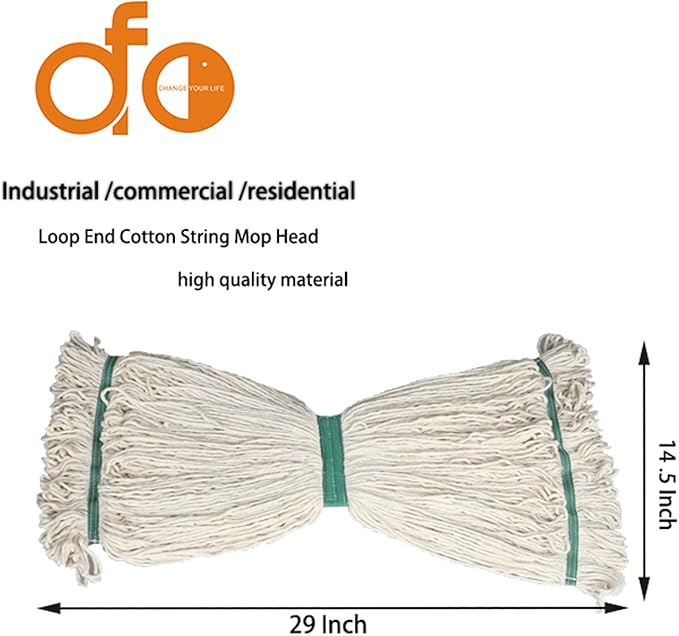 OFO Loop-End Cotton String Mop Head，Heavy Duty String Mop Refills, Mop Head Replacement for Home/Industrial/Commercial Cleaning, 3-Packs