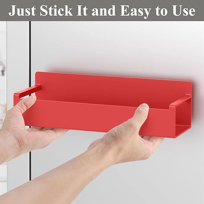 Magnetic Water Bottle Holder for Refrigerator, Cup Holder Organizer for Stanley and Tumbler for Kitchen, 4 Pack, Red