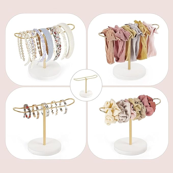 Heaband Holder Organizer Metal Claw Clip Organizer Holder, Headband Storage Display Stand Hair Accessories Organizer for Hair Ropes Bangles and Bracelets Golden
