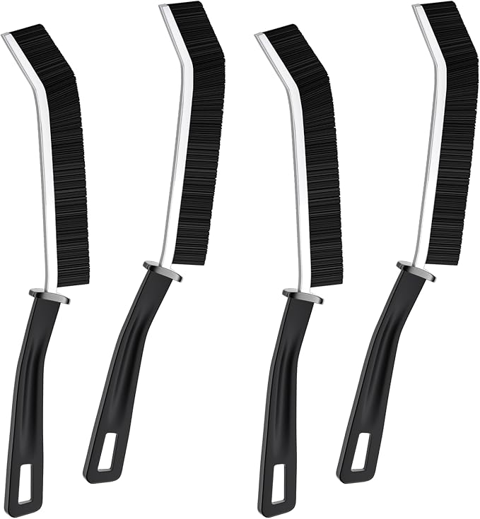 Crevice Cleaning Brush, Hard Bristle Multifunctional Gap Cleaning Brush Tool, Bathroom & Kitchen Corner Brush for Sink, Faucet, Toilet, Window Track, Car Interior, 3 Pack (Black)