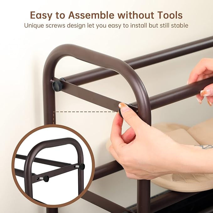 Gonfoam 4-Tier Expandable Shoe Rack,Adjustable Shoe Shelf Storage Organizer Heavy Duty Metal Free Standing Shoe Rack for Entryway Closet Doorway (Bronze)