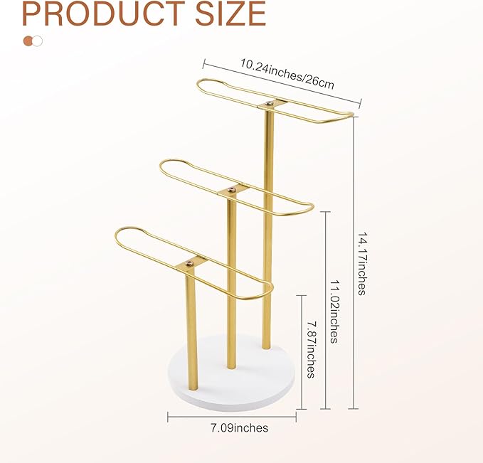 MoyRetty 3-Tier Headband Holder Organizer, Jewelry Metal Hair Hoop Display Stand Headband Organizer Storage Hair Ropes Accessories Bracelets Bangles Bedroom College Dorm Decor-Gold