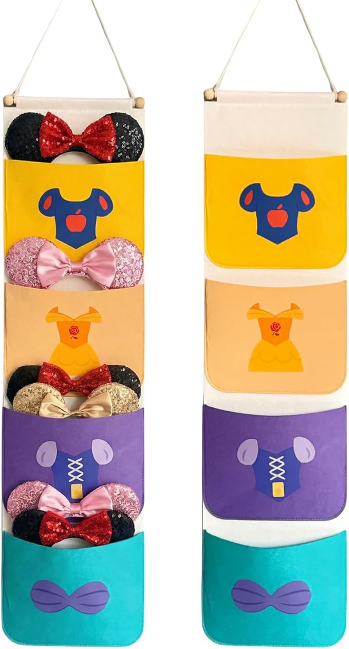 Princess Ear Organizer Hanging Headband Holder for Minnie Ears, Display & Storage for Disney Accessories, Holds Up to 8–10 Ears, Princess Room Decor