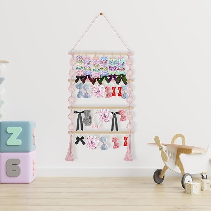 Headband Holder Hair Bow Organizer for Girls, Large Capacity Wall Hanging Hair Accessories Organizer, Practical Bow Holder, Decorative Hair Clips Storage Hanger for Hair Clips Bows Headgear