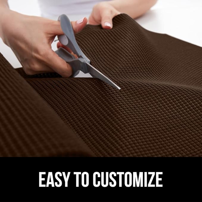GORILLA GRIP powerGRIP Drawer Shelf and Cabinet Liner, Thick Strong Hold, Non-Adhesive Liners Protect Kitchen Cabinets and Cupboard, Bathroom Drawers, Easy Install, Breathable Mat, 12" x20', Chocolate