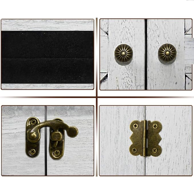 GLANT Rustic Wall Mounted Jewelry Organizer with Wooden Barndoor Decor,Wooden Wall Mount Holder,Jewelry holder for Necklaces, Earings, Bracelets, Ring Holder. (White)