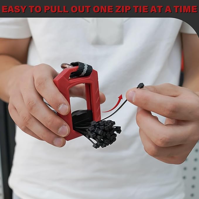 Melotough Zip Tie Organizer Band,Zip Tie Holder,Reusable,Cable Tie Bracket for Multi-Purpose Indoor and Outdoor Use,Red,1Pcs