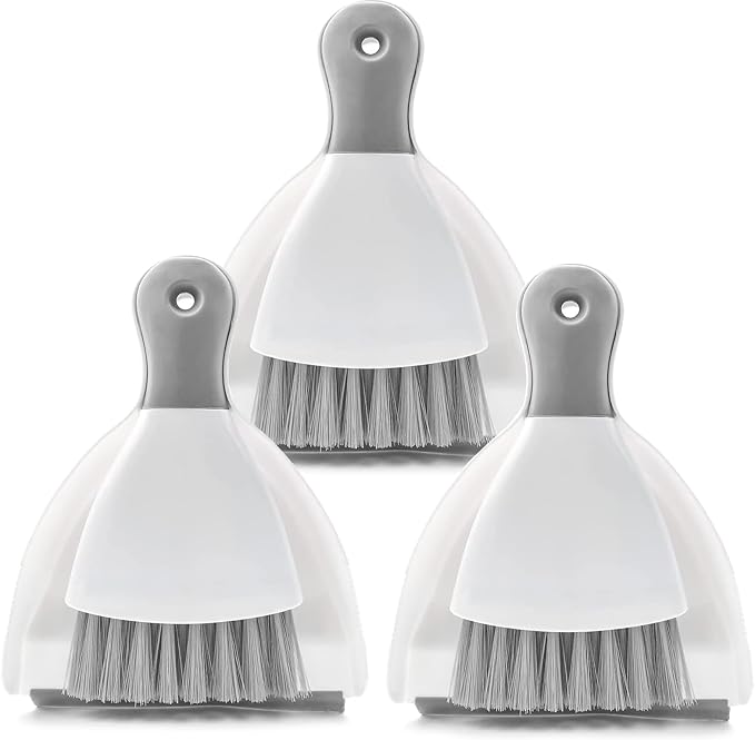 Small Dust Pan and Brush Broom - Dust Pan and Brush Set, Small Dustpan and Brush Set, Hand Broom and Dustpan Set is Daily Clean Tool for Family. （Gray 3 Set）