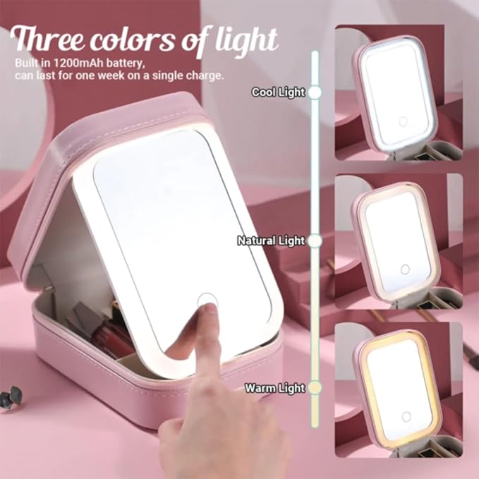 To My Granddaughter, Flowers And Crown, Personalized Custom Jewelry Box With LED Mirror, Gift For Granddaughters, Straighten Your Crown Jewelry Organizer, Appreciation Gifts for Granddaughter