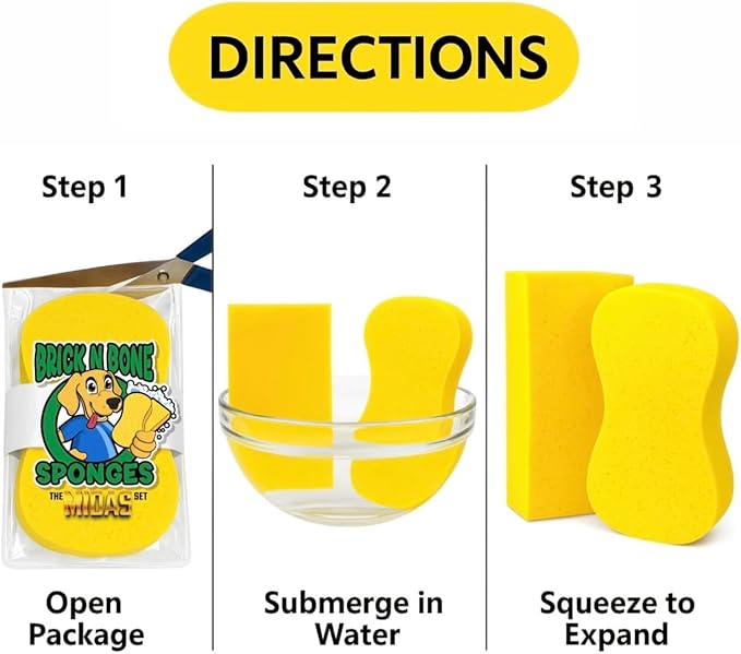 Multi-Purpose Sponges for Cleaning - Yellow 10 Pack, Large Sponges for Car Washing, Tile & Grout, Bulk Pack Sponge