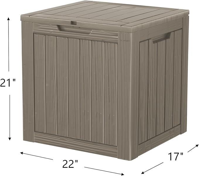 Outdoor Storage Box, 35 Gallon Resin Deck Box Waterproof for Patio, Poolside and Garden, Lockable UV-Resistant Storage Bin Bench Cabinet for Small Spaces, Grey