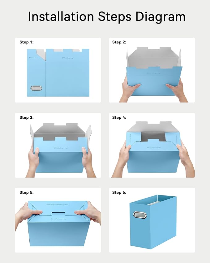 Oterri Cardboard File Organizer Box for Hanging File Folders Letter Size,File Box for Computer Desk,File Cabinet,Working Home,Office,Classroom (Blue, Letter Size - 8 Packs)