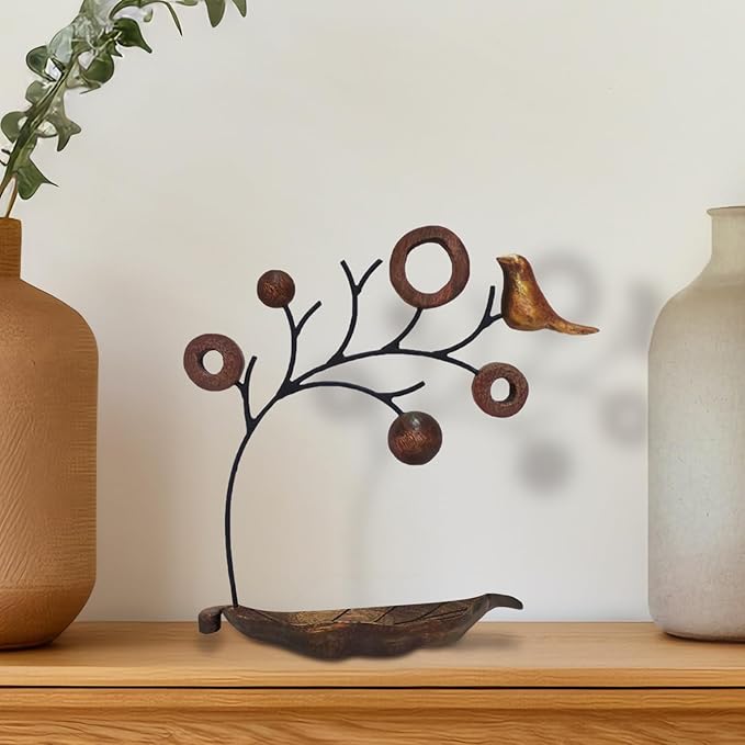 Decozen Jewelry Organizer Hanging Tree Stand - Necklace Holder Jewelry Organizer for Women with a Ring Dish Tray for Mother in Law, and Valentines Day Gifts for Her, 1-Piece