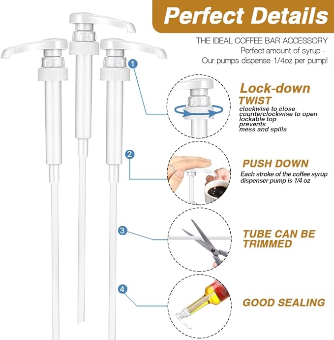 12 Packs White Coffee Syrup Pump, Compatible with 25.4 Oz/750ml Bottles, Great for Home & Coffee Bar Drinking Mixes, Tea, Beverage, Cocktails, Plus Spoons(5.23")