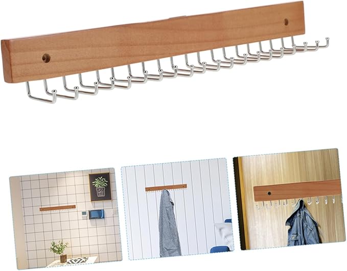 Happyyami 2Pcs Wall Mounted Wooden Tie and Belt Organizer Space Saving Rack for Neckties and Belts Stylish Design for Neat Closet Storage Easy to Install and Reliable Hangers