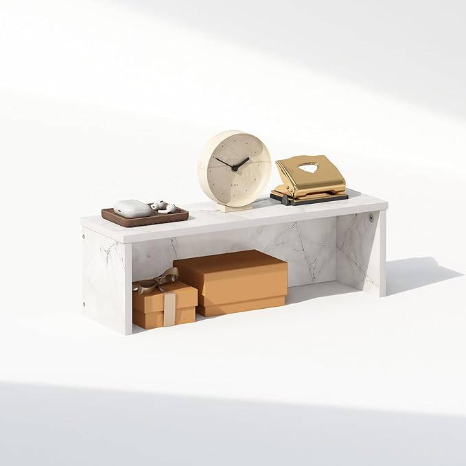 Furinno Classic Desk Organizers and Accessories, 18-Inch Desk Organizer, Desktop Organizer, for Office Supplier, Office Desk Accessories, Marble White