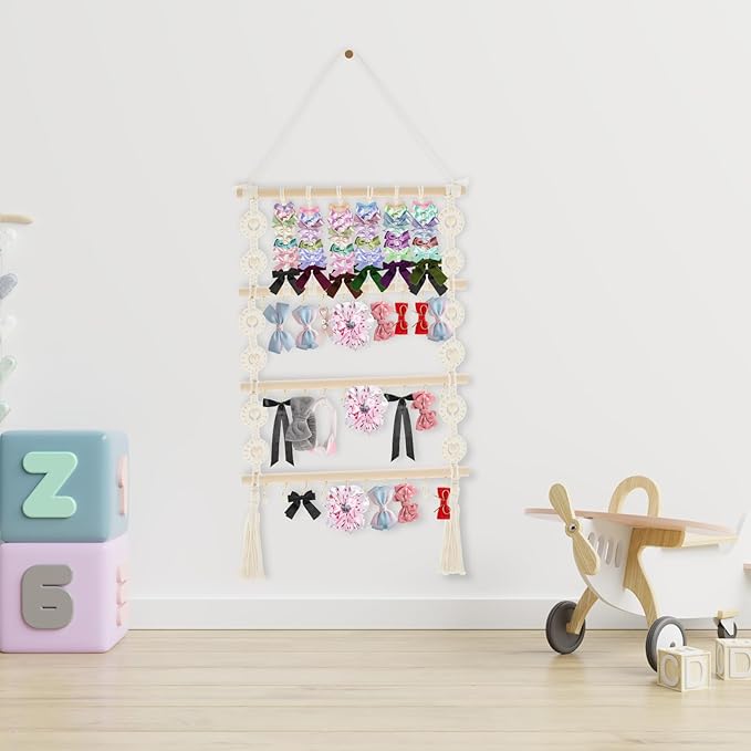 Headband Holder Hair Bow Organizer for Girls, Large Capacity Wall Hanging Hair Accessories Organizer, Practical Bow Holder, Decorative Hair Clips Storage Hanger for Hair Clips Bows Headgear
