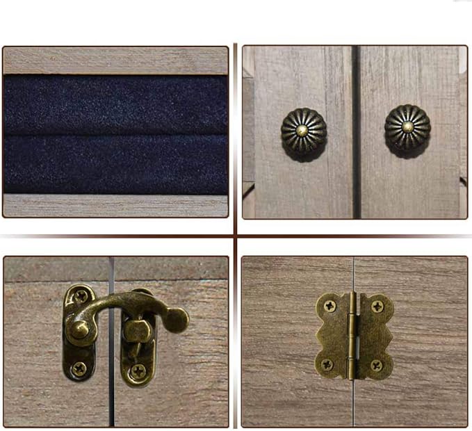 Rustic Wall Mounted Jewelry Organizer,Vintage Wooden Hanging Jewelry Holder Box with Barndoor Decor for Necklaces, Earings, Bracelets, Rings, Accessories. Includes Hook Organizer