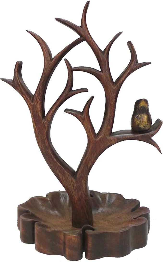 Decozen Jewelry Organizer Hanging Tree Stand - Necklace Holder Jewelry Organizer for Women with a Ring Dish Tray for Mother in Law, and Valentines Day Gifts for Her, 1-Piece