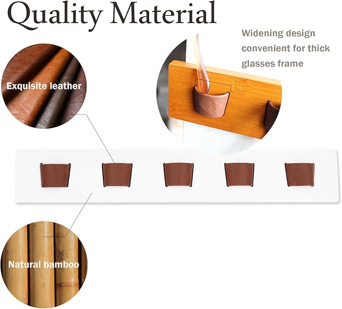 ACOCOFE Sunglass Organizer Wall Mount, Wood Eyeglass Storage Holder, Glasses Rack for Multiple Eyewear Display Men Women (White-brown)