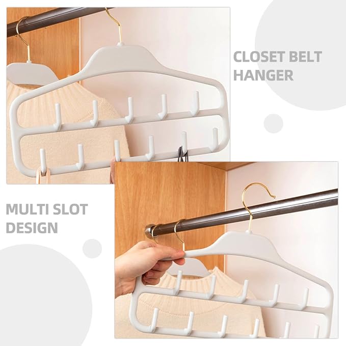 BESPORTBLE 2pcs Multi-Hook Belt and Tie Hanger Organizer Heavy Duty Scarf Rack with 11 Hooks Large Capacity Accessory Organizer for Closet Storage