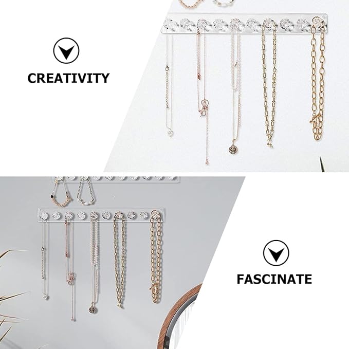 Toyvian Acrylic Wall-mounted Jewelry Hook Necklace Holder Household Organizer for Necklaces and Accessories Storage