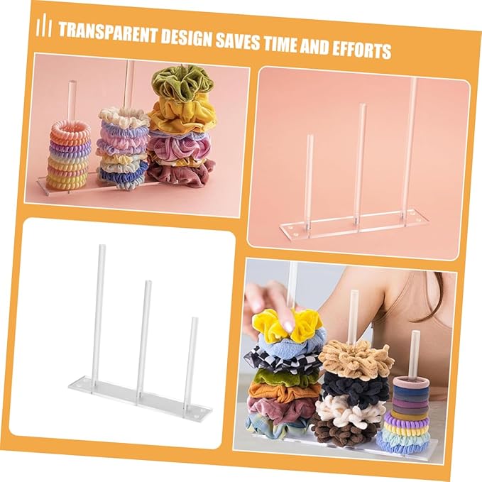 Acrylic Hair Accessories Organizer Display Stand for Hair Ties Bracelets and Headbands Clear Stackable and Versatile Storage for Girls Jewelry and Hairbands