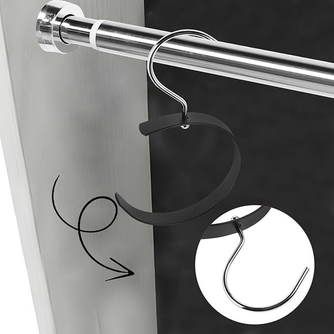2pcs Rotatable Belt Rack Hooks for Closet Belt Organizer and Scarf Hanger, Space-Saving Wall-Mounted Accessory Organizer for Hats, Handbags, and Ties