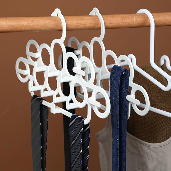 2pcs Multifunctional Tie and Belt Hangers White Storage Hooks Scarf Organizer Rack for Closet Space Saving Home Accessory Organizer