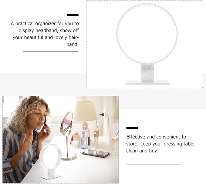 Lurrose Round Acrylic Headband Display Stand Hairband Organizer Rack for Women Girls Hair Accessory Holder Present Occasion Stylish Desktop Storage