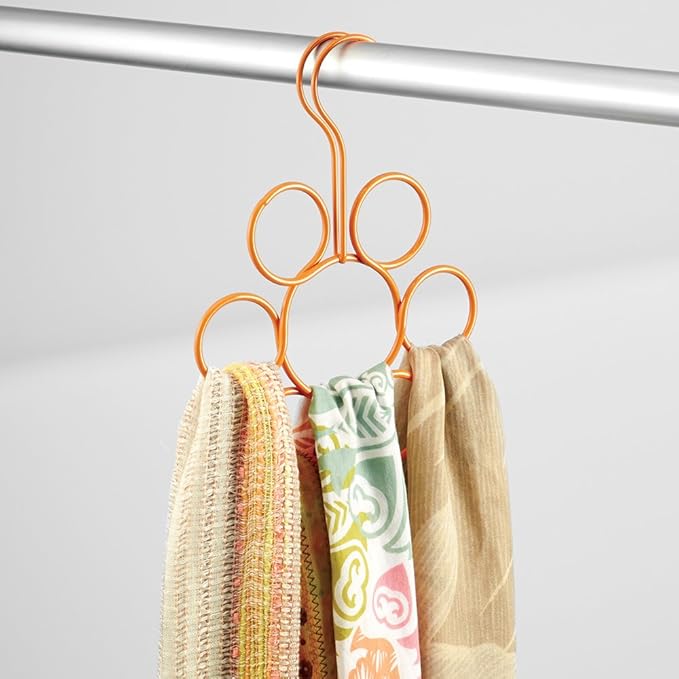 InterDesign Classico Petal Scarf Hanger, No Snag Storage for Infinity Scarves, Ties, Belts, Shawls, Accessories - 6", Tangelo