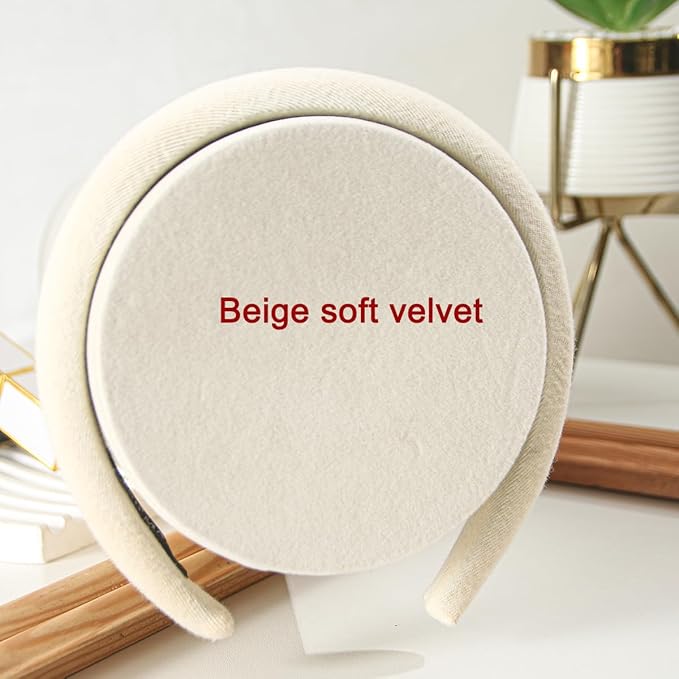 T-Bar Headband Holder Organizer, Soft Velvet Hairband Stand Display, Detachable Hair Hoop Accessories Storage for Home Bedroom or Store Shop Selling (Beige Color)