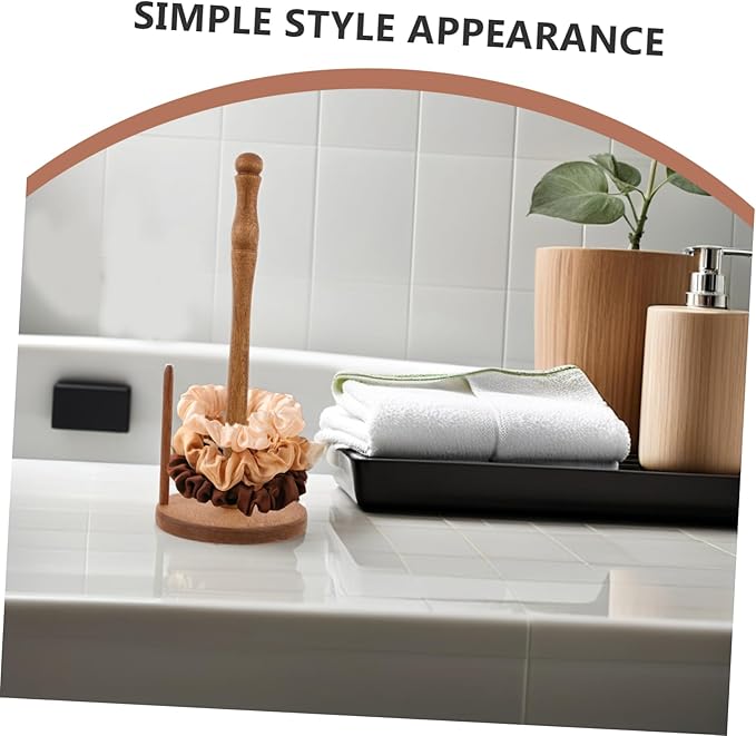 Wooden Hair Accessories Organizer Stand Vertical Scrunchies Holder for Jewelry Hair Ties Desktop Storage Japanese Design for Bedroom Bathroom Decor