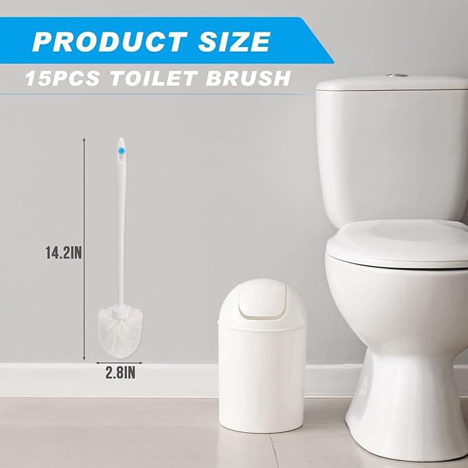 Tioncy 15 Pcs 14.2 Inch Toilet Brush Commercial Heavy Duty Toilet Bowl Cleaning Scrub Long Scrubber for Bathroom Cleaning Supplies