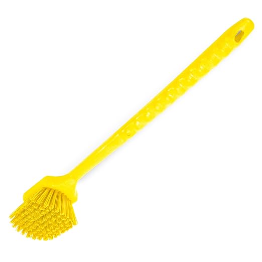SPARTA 40501EC04 Plastic Large Scrub Brush, Kitchen Brush, Utility Brush With Long Handle For Cleaning, 20 Inches, Yellow