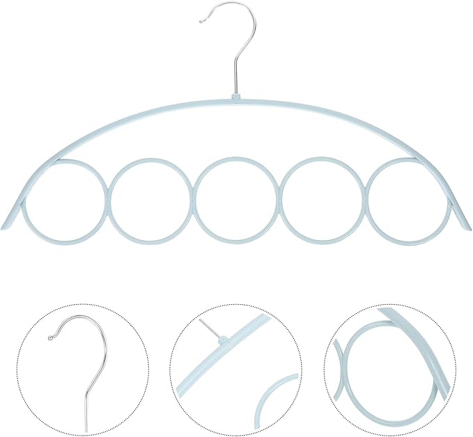 4pcs 5-Ring Metal Scarf Hangers with Anti-Slip Hooks for Closet Organization, Multifunctional Scarf and Pants Holder, Space-Saving Accessory Organizer for Home Storage